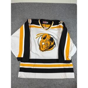 Vintage CCM Ski-Doo Team Hockey Jersey Mens M Striped Fighting Bee Sportswear